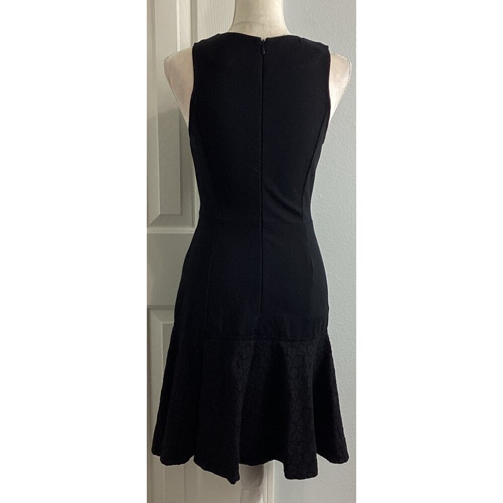 J.Crew Collection Size 0 Black Eyelet Ponte Fit Flare Dress - Picture 2 of 12